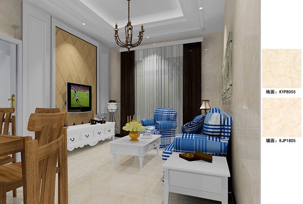 金艾陶瓷磚應用效果:徐州開元翡翠灣D戶型裝修效果鑒賞
