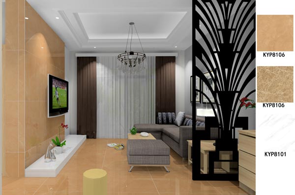 金艾陶瓷磚應(yīng)用效果:大瀝碧桂園·華府02戶型裝修效果鑒賞