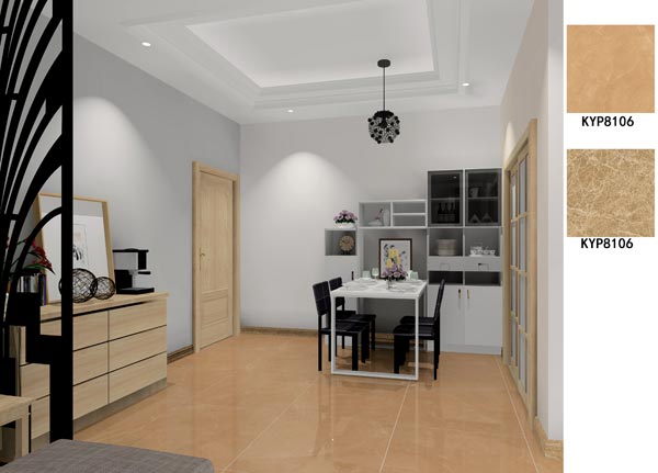 金艾陶瓷磚應(yīng)用效果:大瀝碧桂園·華府02戶型裝修效果鑒賞