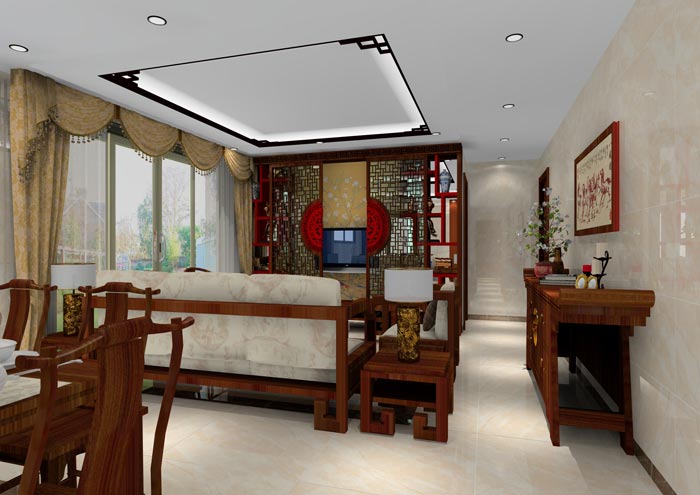金艾陶家裝:佛山龍湖春江名城120㎡的中式風格裝修鑒賞