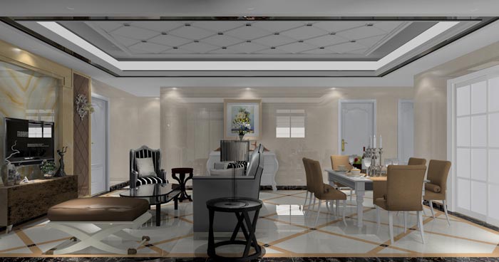 歐式風格在造型極其講究,給人端莊典雅的感覺,高貴華麗的同時,還具有濃厚的文化氣息。本單元的設計沿用了歐式的端莊典雅,也加入一些時尚的元素,讓整個空間多了現代的時尚感覺,卻不失端莊。