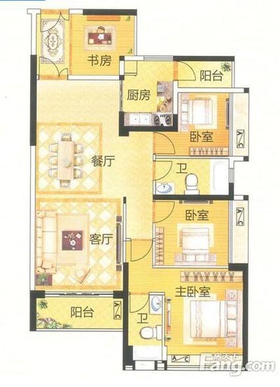 本單元的設計整體色調采用的是木色,不僅沿用了中式的端莊典雅,同時加入一些時尚的元素,讓整個空間多了現代的時尚感覺,卻不失中式的端莊。